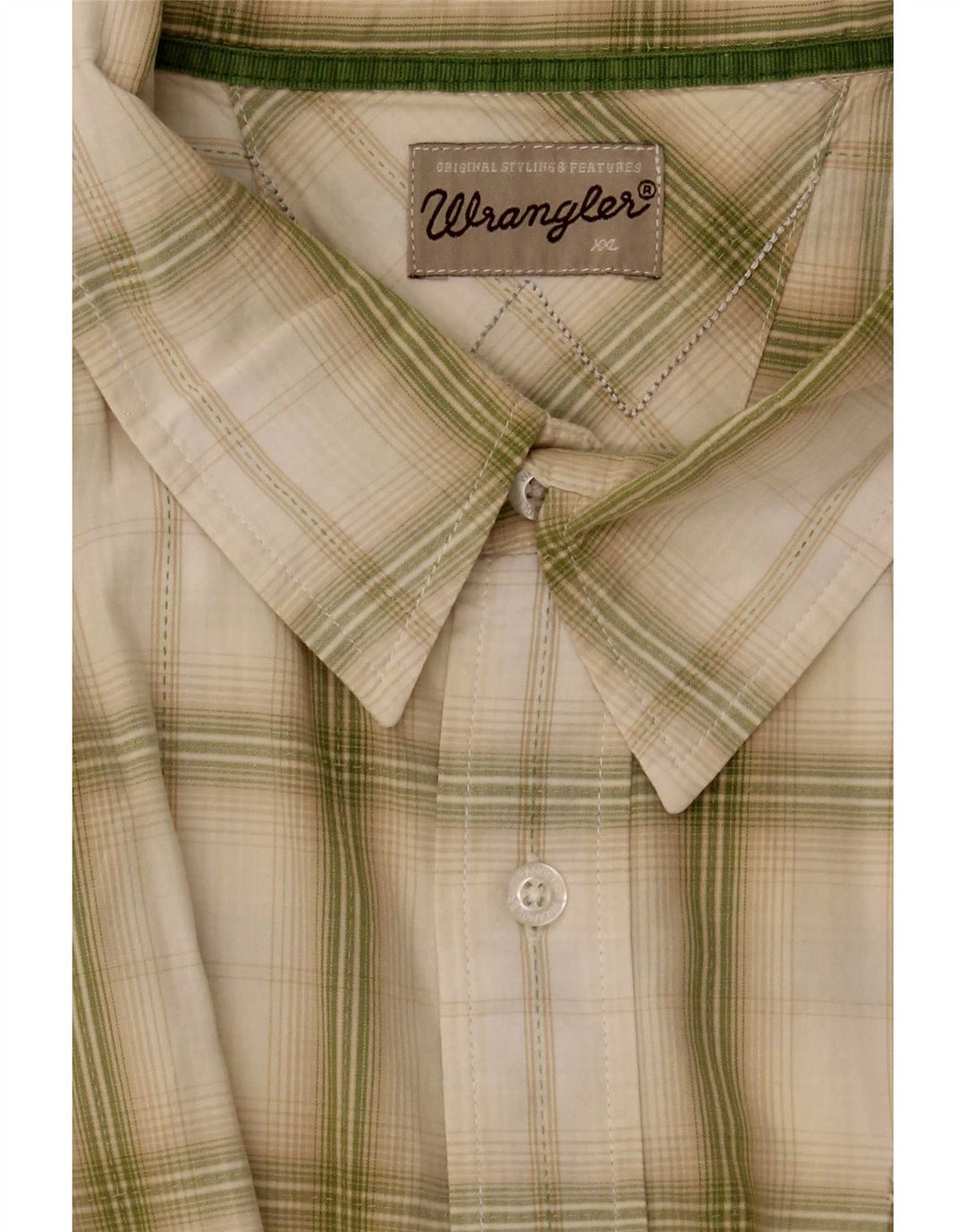 Camisa Wrangler masculina de manga curta XL verde xadrez
