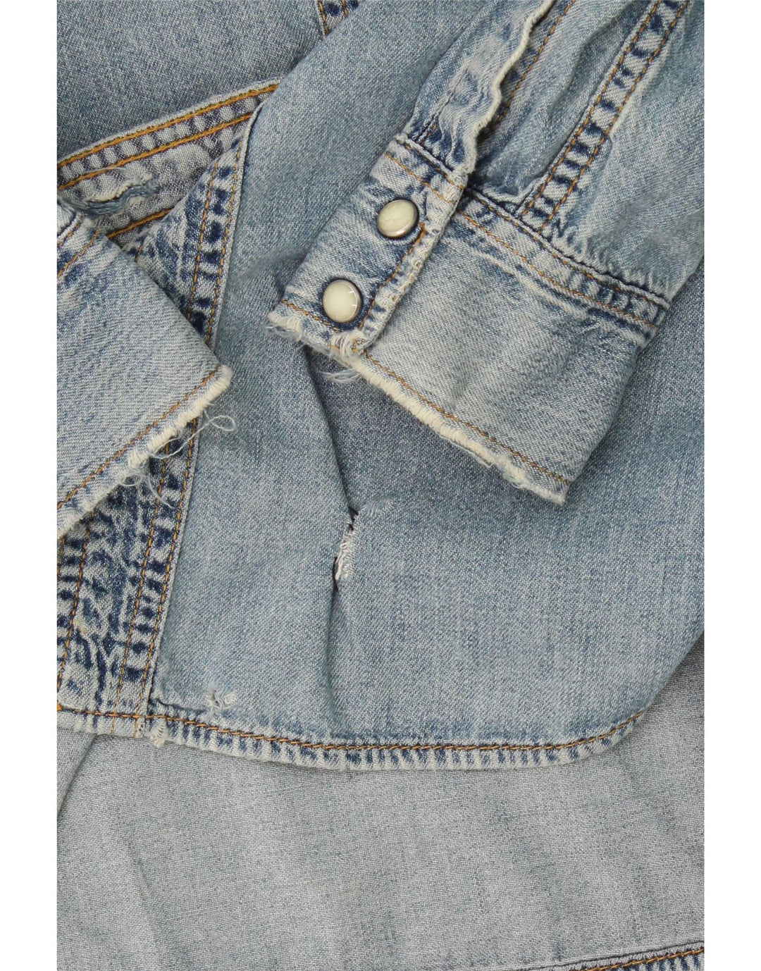 Camisa jeans feminina Lee Reino Unido 16 grande algodão azul