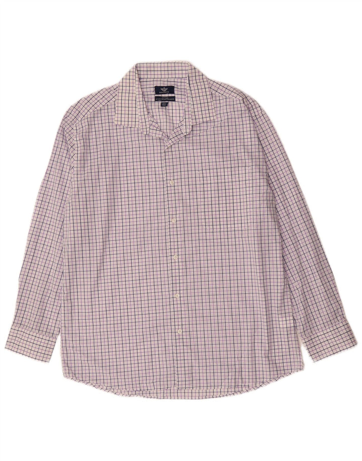 Camisa masculina DOCKERS tamanho 16 1/2 grande algodão xadrez roxo