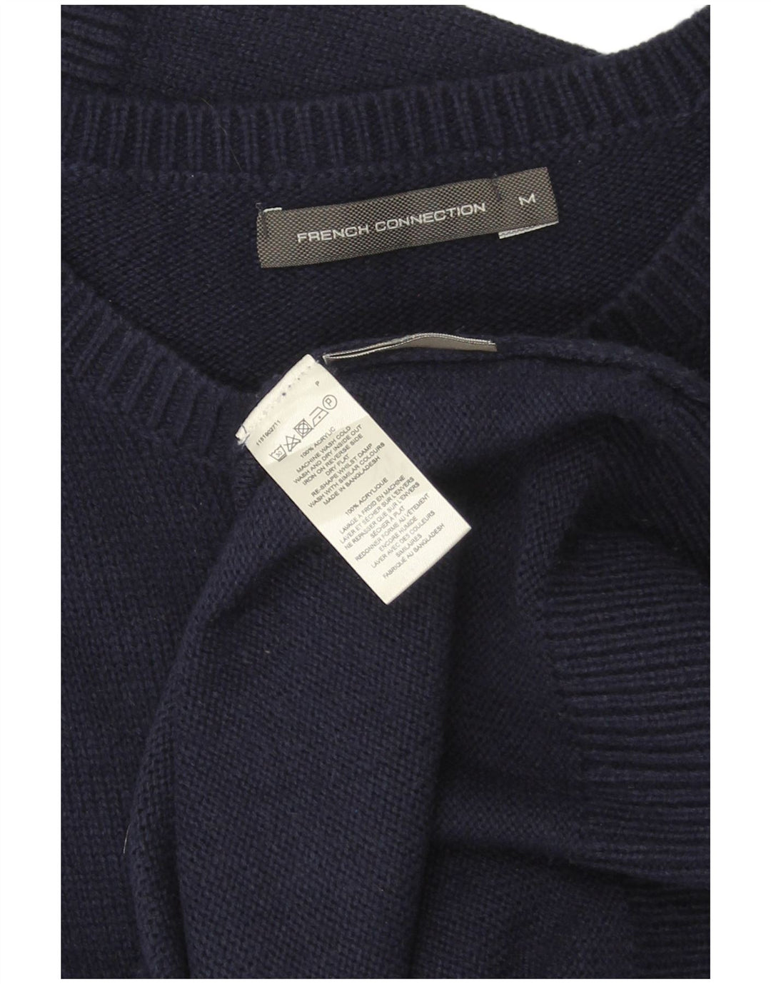 FRENCH CONNECTION Suéter masculino com gola redonda médio azul marinho Fair Isle