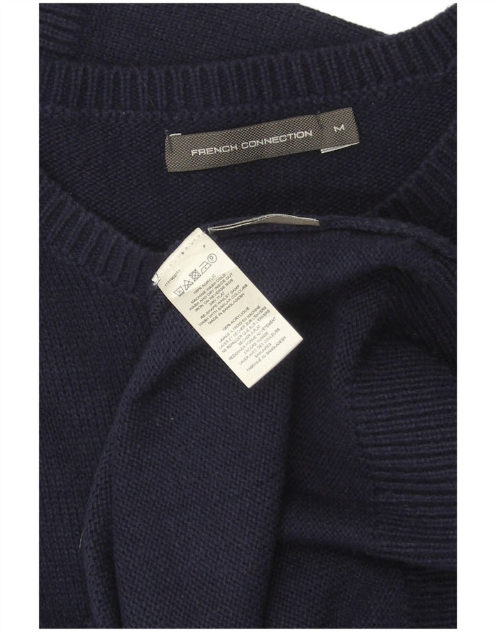 FRENCH CONNECTION Suéter masculino com gola redonda médio azul marinho Fair Isle