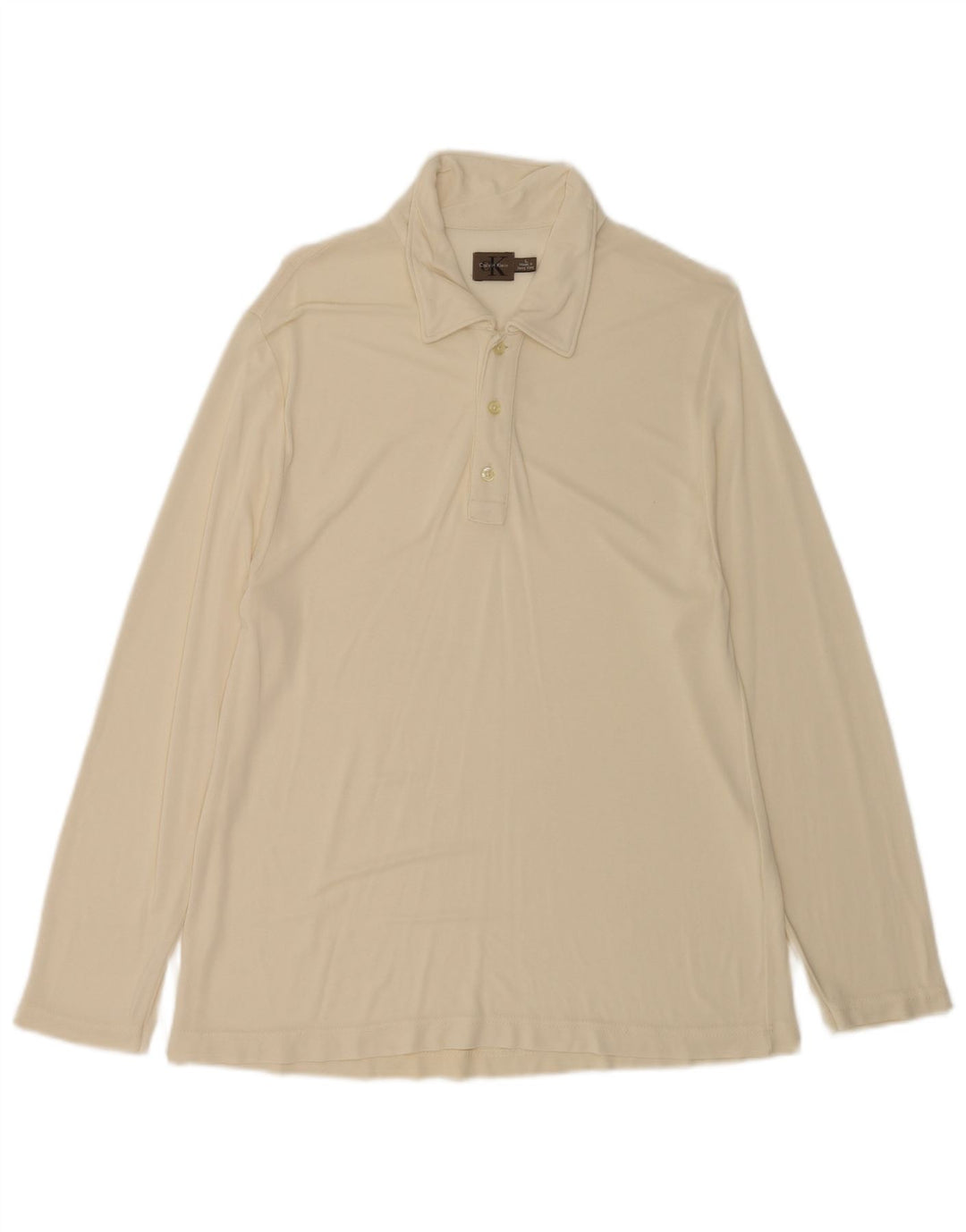 Camisa polo masculina de manga comprida Calvin Klein grande bege