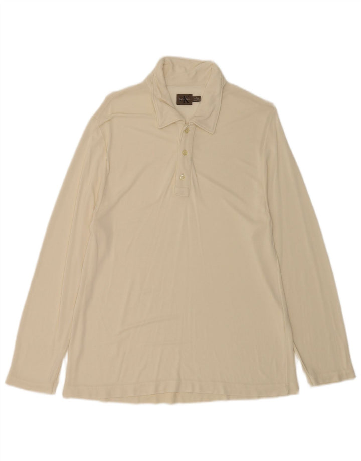 Camisa polo masculina de manga comprida Calvin Klein grande bege