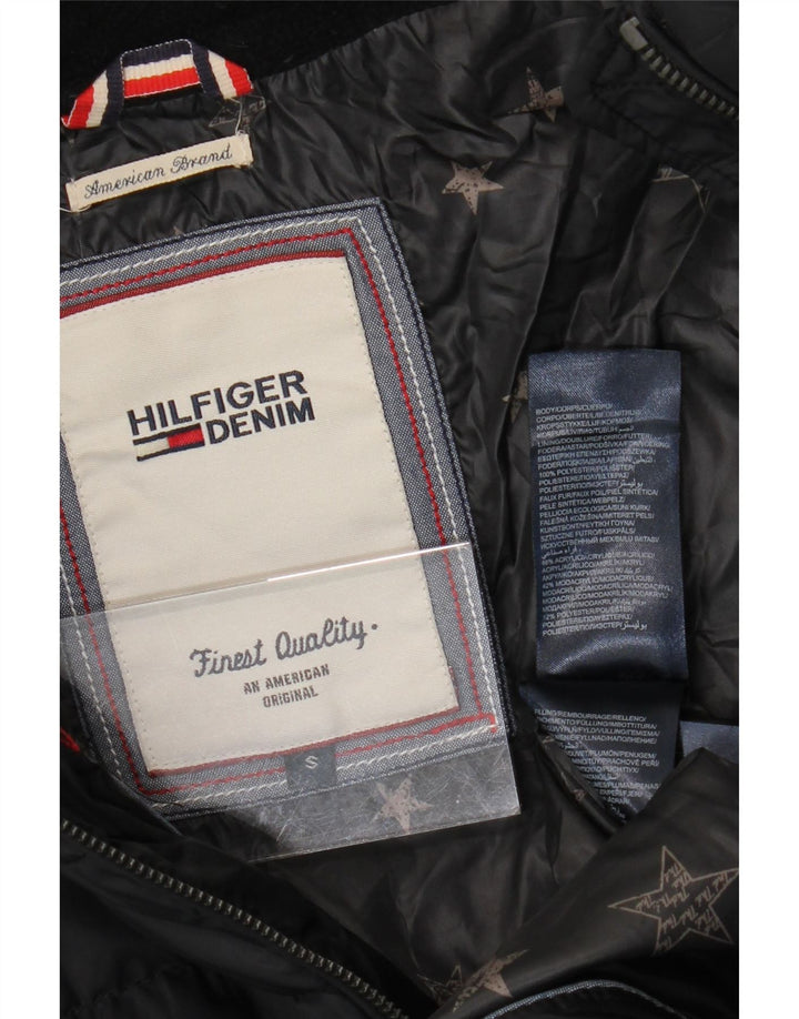 Casaco acolchoado com capuz feminino Tommy Hilfiger Reino Unido 10 pequeno poliéster preto