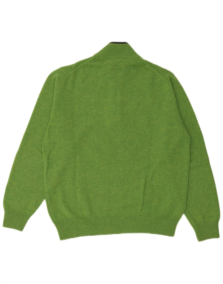 Suéter masculino Fred Perry com zíper e gola em lã verde médio