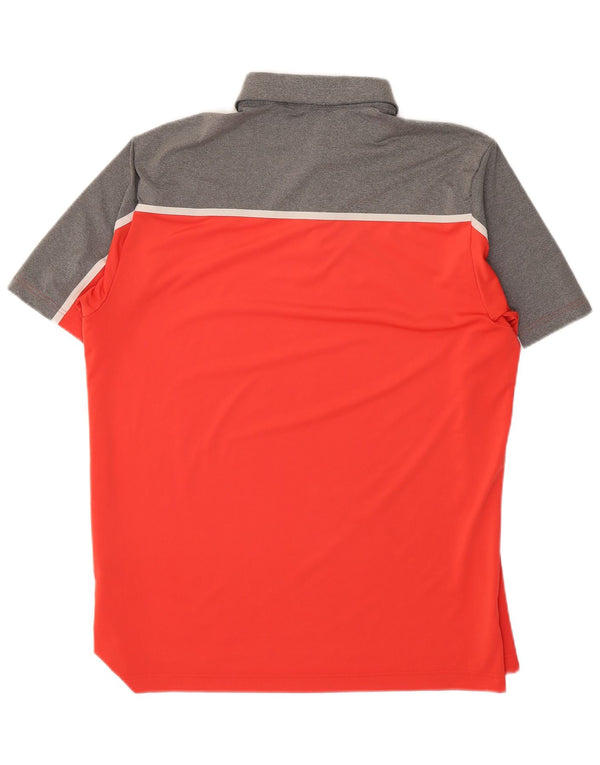 Adidas Mens Polo Shirt Grande Vermelho Colorblock Poliéster