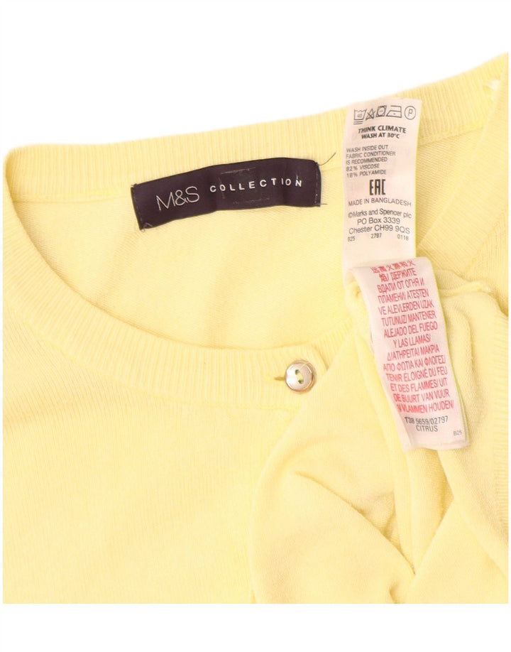 Suéter cardigã feminino Marks & Spencer Reino Unido 16 grande viscose amarela