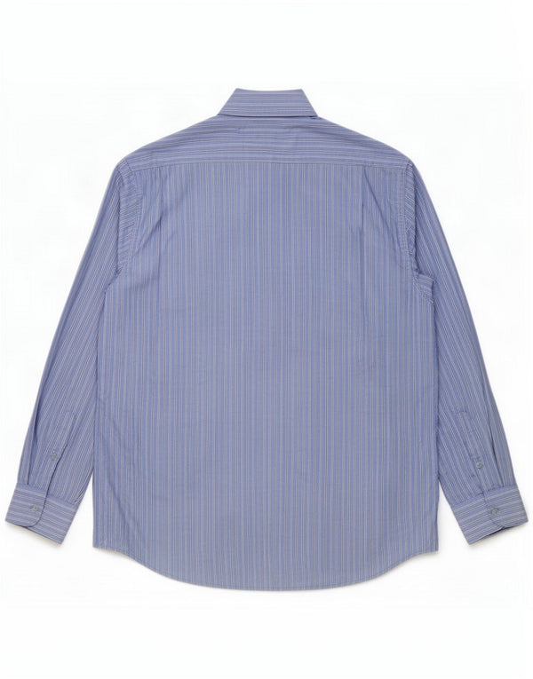 Camisa masculina Pierre Cardin tamanho 41 16 grande algodão listrado azul