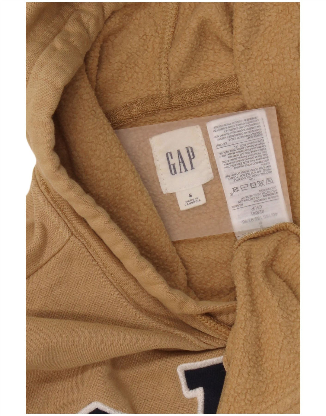 Suéter com capuz gráfico masculino Gap pequeno algodão bege
