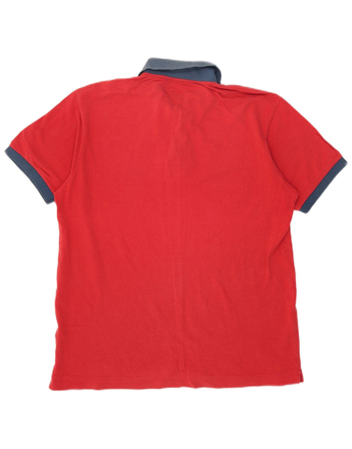 Camisa polo masculina Benetton XL vermelha colorblock