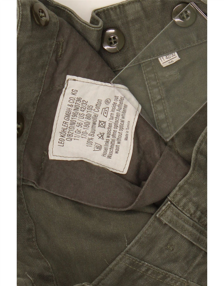 VINTAGE Mens Straight Cargo Trousers W42 L32 Green Cotton Vintage Vintage and Second-Hand Vintage from Messina Hembry 