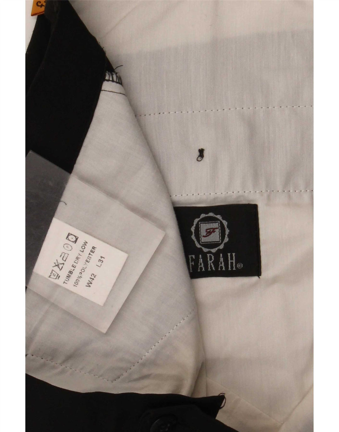Calça masculina reta casual Farah W42 L31 poliéster preto