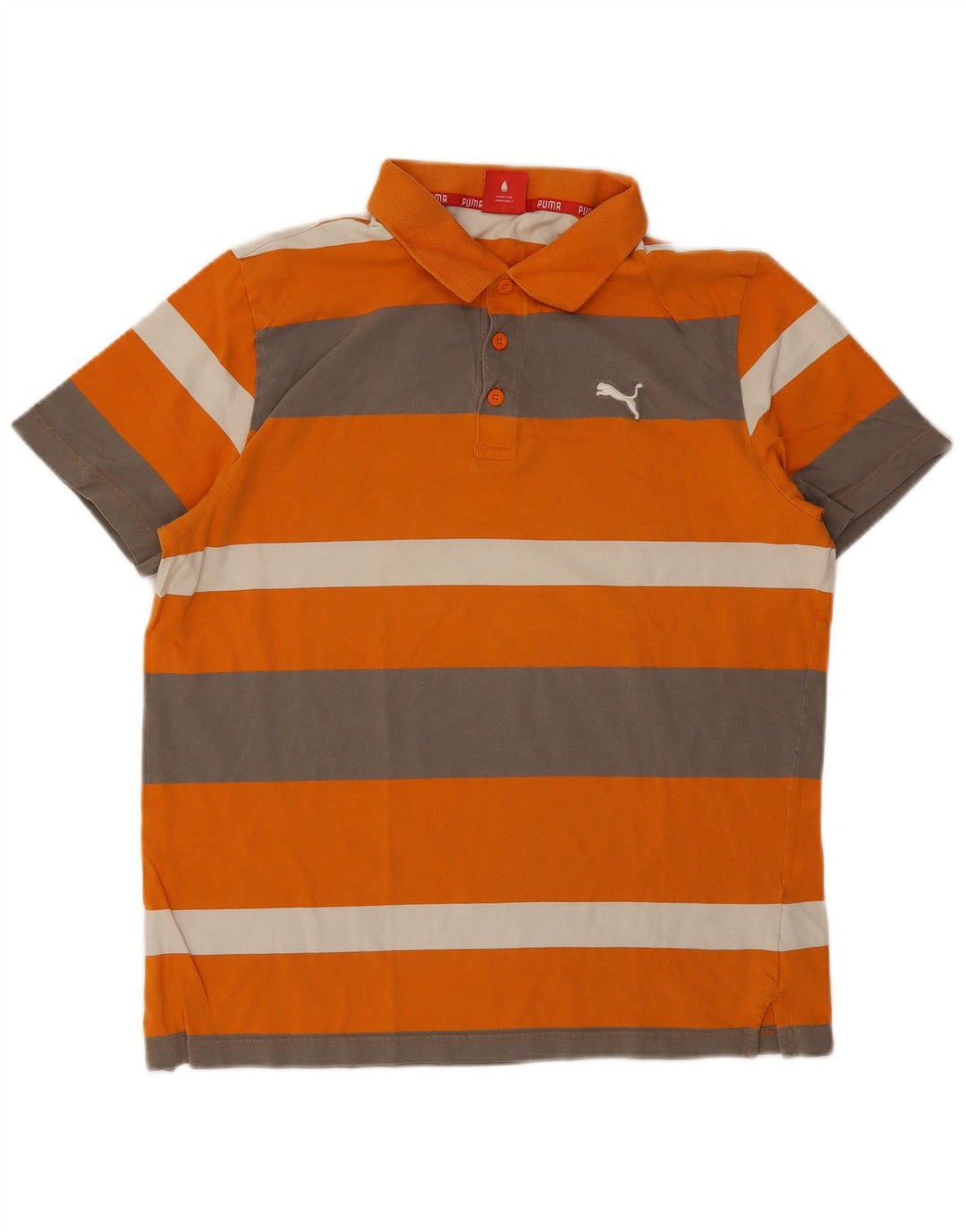 Camisa polo masculina de manga curta Puma listrada laranja grande