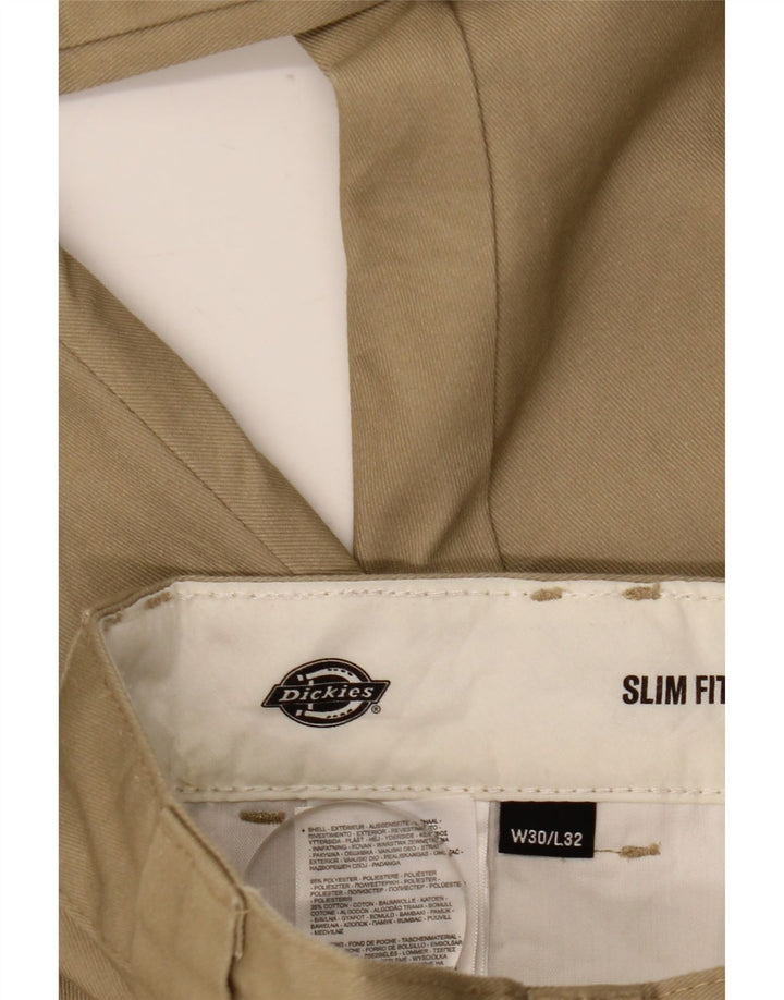 Calças Dickies Mens Slim Fit Chino W30 L32 Poliéster Bege