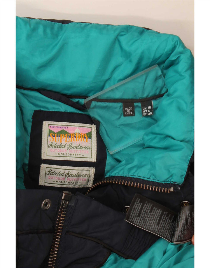 Jaqueta acolchoada superdimensionada feminina Superdry UK 10 poliéster azul marinho pequeno