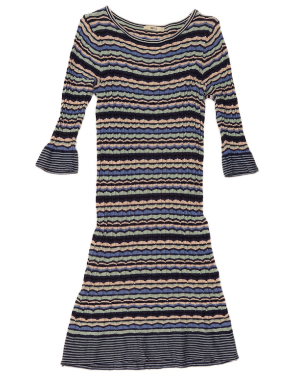 Vestido feminino Oasis manga 3/4 UK 12 médio listrado multicolorido