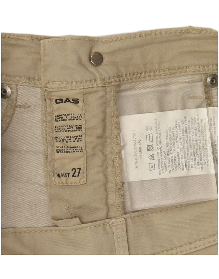 Calça Capri Feminina Gas W27 L18 Algodão Bege