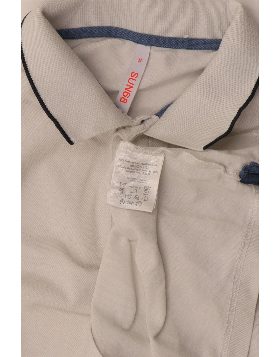 Camisa polo masculina Sun68 de algodão branco médio