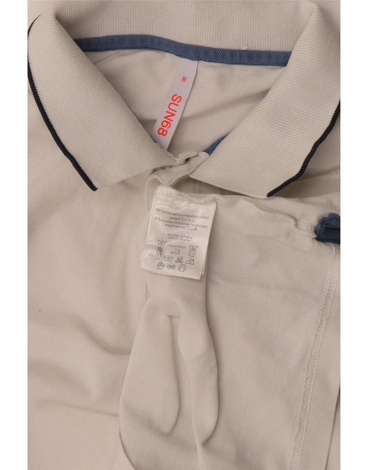 Camisa polo masculina Sun68 de algodão branco médio