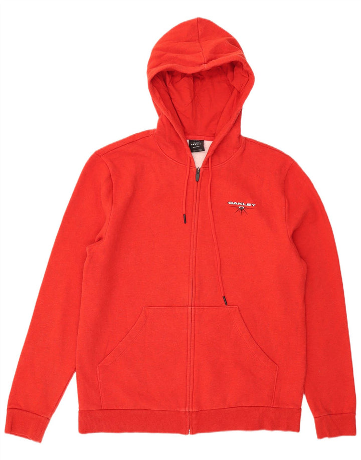Suéter masculino Oakley com capuz e zíper médio algodão vermelho