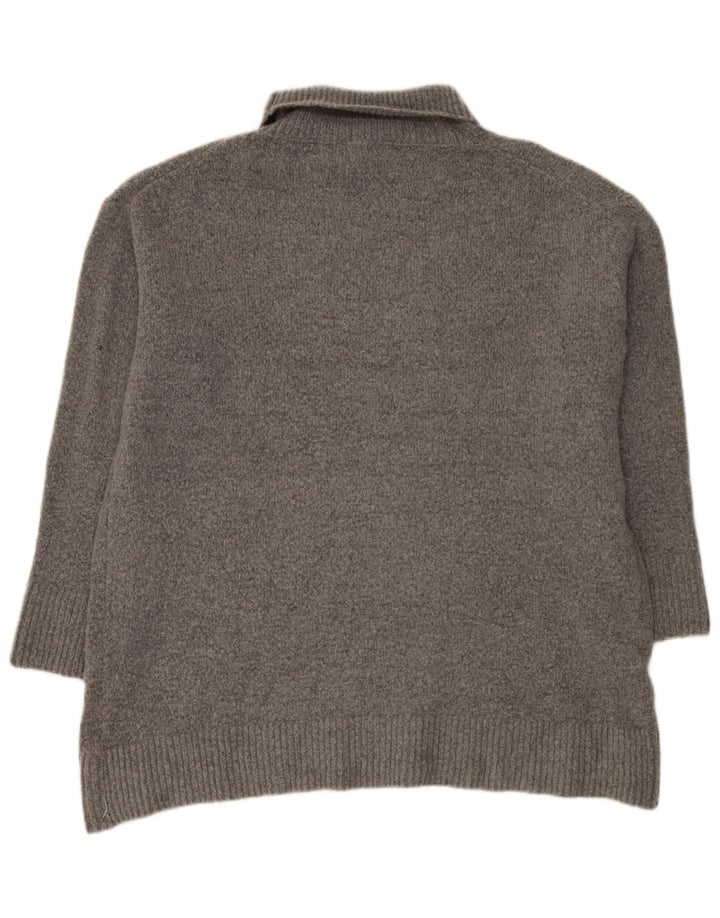 Zara Suéter feminino oversized com gola redonda Reino Unido 10 pequeno cinza acrílico