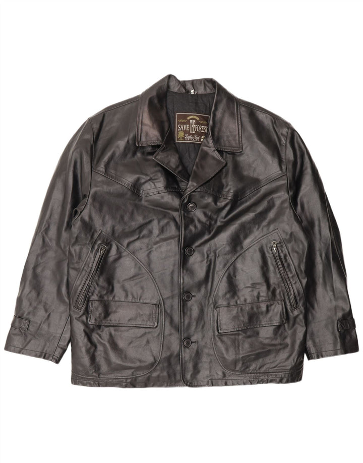 Jaqueta de couro masculina Essebi IT 50 grande couro preto