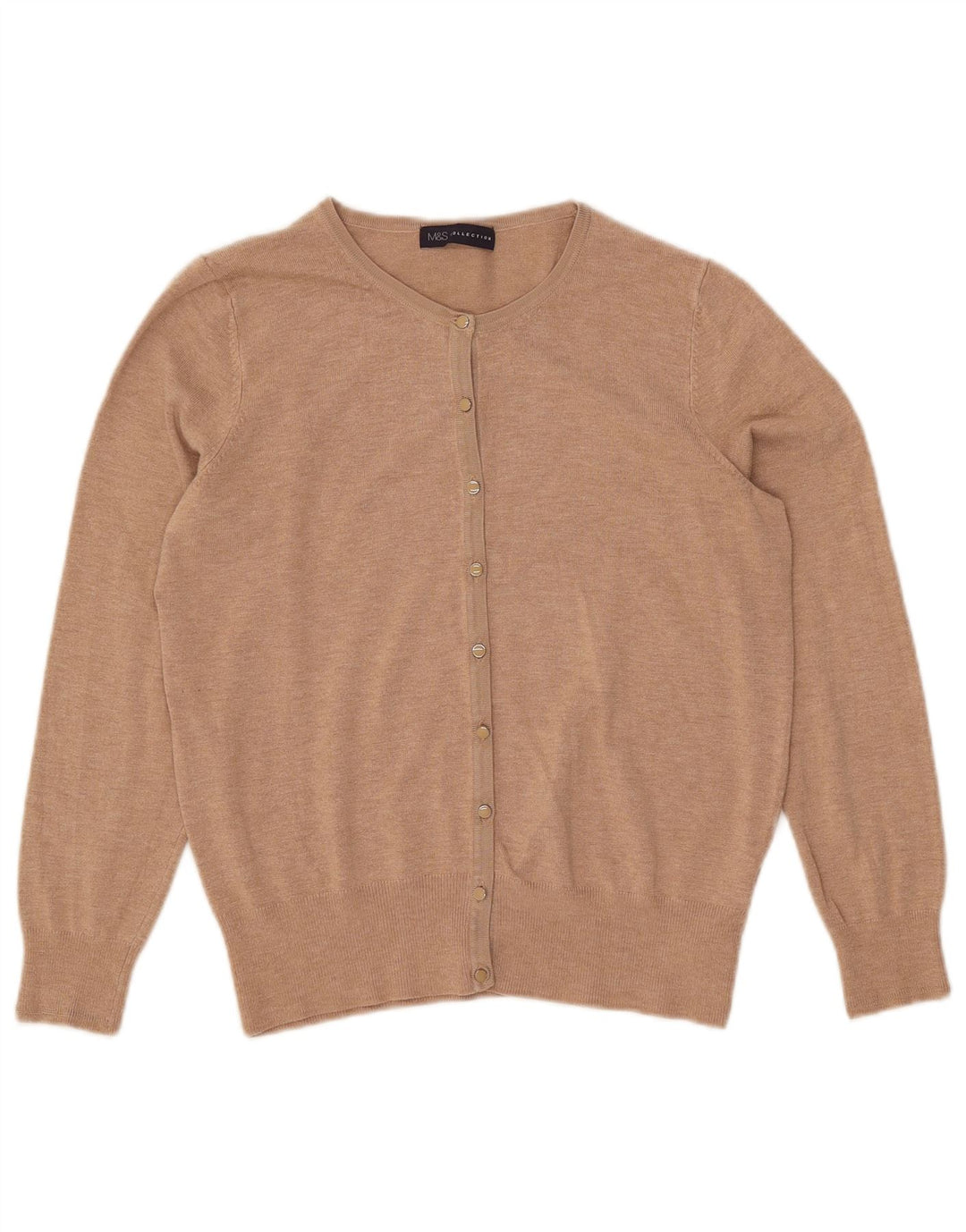 Suéter cardigã feminino Marks & Spencer Reino Unido 12 viscose bege médio