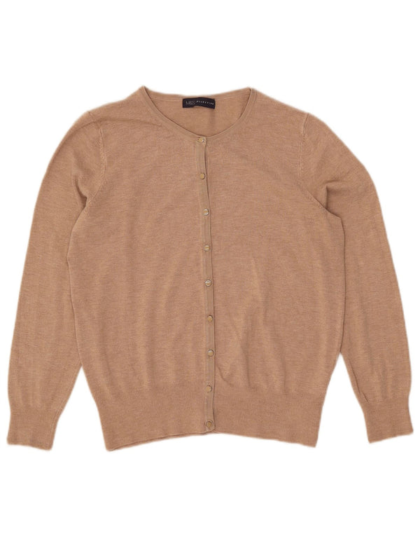 Suéter cardigã feminino Marks & Spencer Reino Unido 12 viscose bege médio