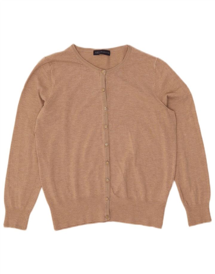 Suéter cardigã feminino Marks & Spencer Reino Unido 12 viscose bege médio