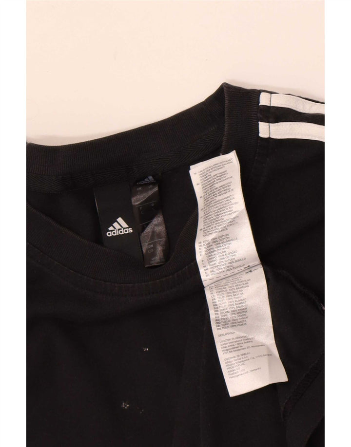 Adidas Mens Camiseta Top Grande Algodão Preto