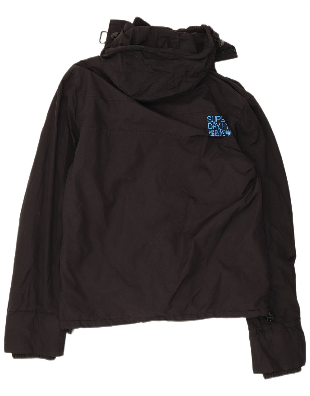 Jaqueta corta-vento feminina SUPERDRY com capuz Reino Unido 16 grande nylon preto