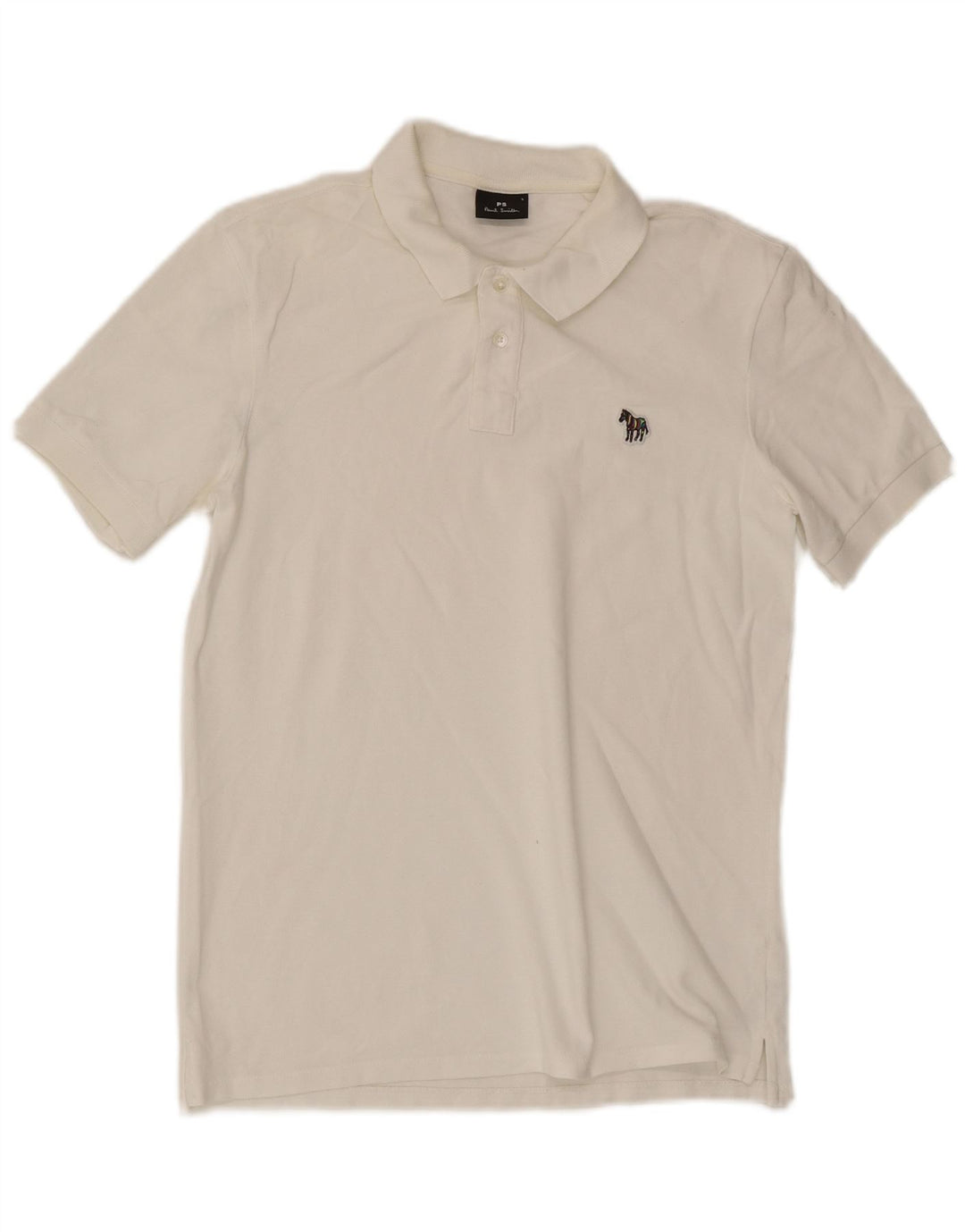 Camisa polo masculina Paul Smith pequena de algodão branco