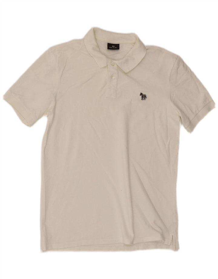 Camisa polo masculina Paul Smith pequena de algodão branco
