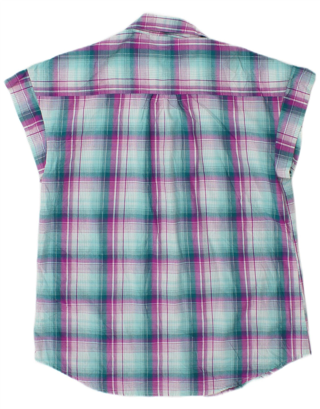 Camisa feminina Lee Riders sem mangas UK 14 poliéster xadrez verde médio