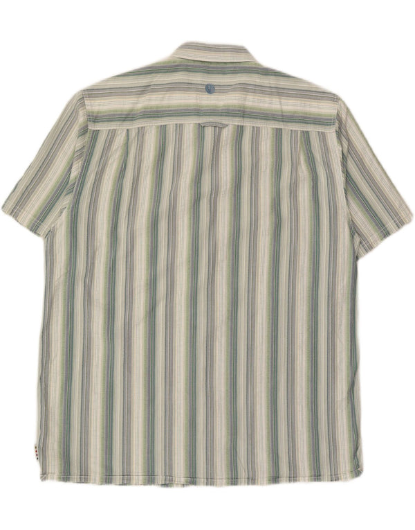 Camisa masculina de manga curta Fat Face XL algodão listrado verde
