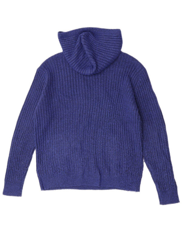 Suéter feminino com capuz Marks & Spencer UK 14 médio azul manchado