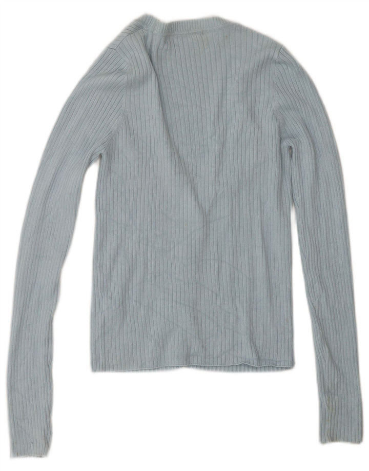 Suéter cardigã feminino Zara Reino Unido 12 rayon azul médio