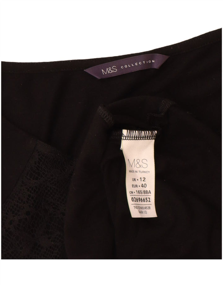 Top feminino Marks & Spencer de manga comprida UK 12 viscose preta média