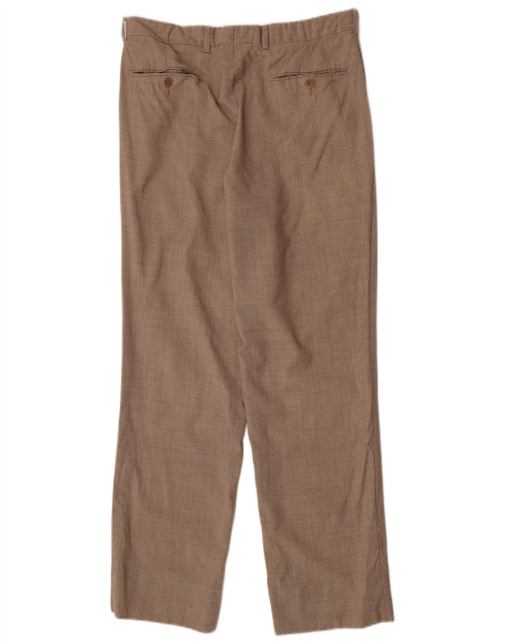 Calça vintage masculina de terno reto W32 L30 bege