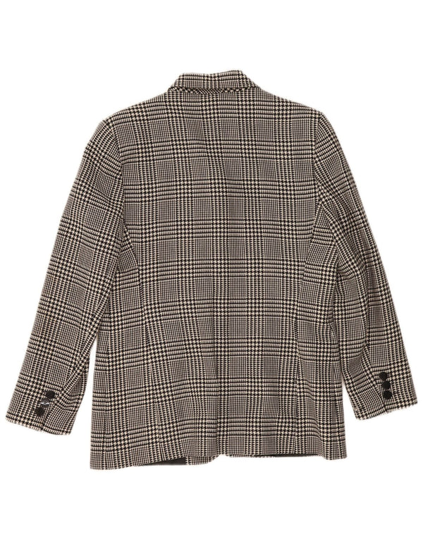 Jaqueta blazer feminina de 3 botões Marks & Spencer Reino Unido 14 grande preto houndstooth