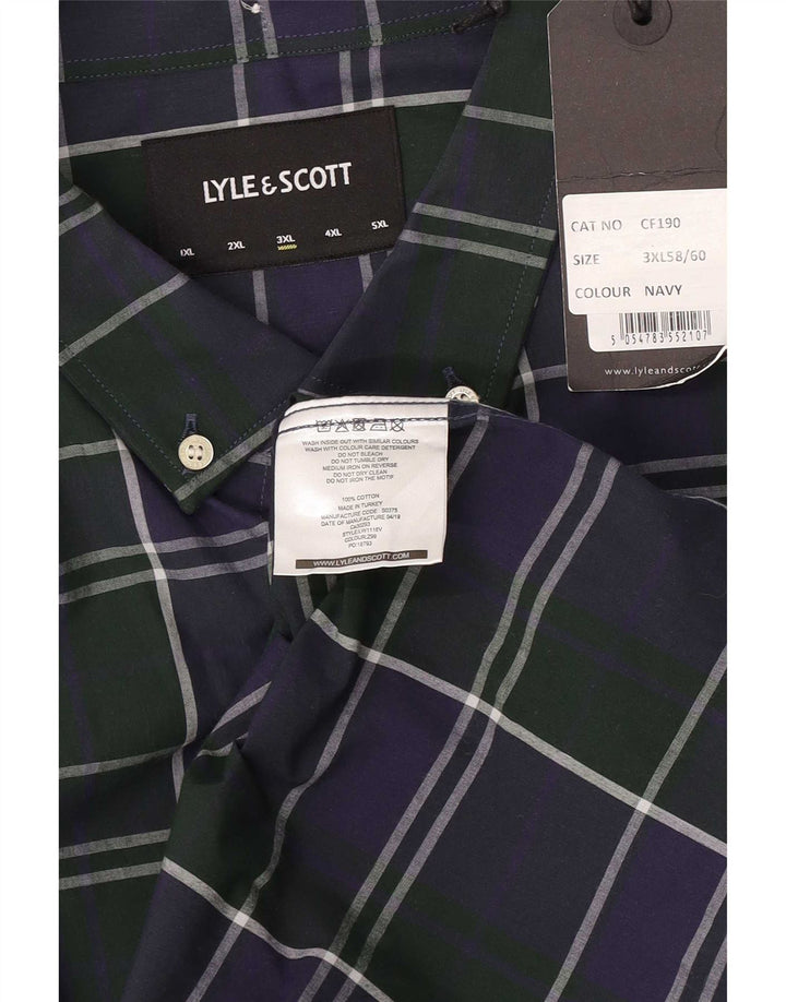 Camisa masculina Lyle & Scott 3XL algodão xadrez azul marinho