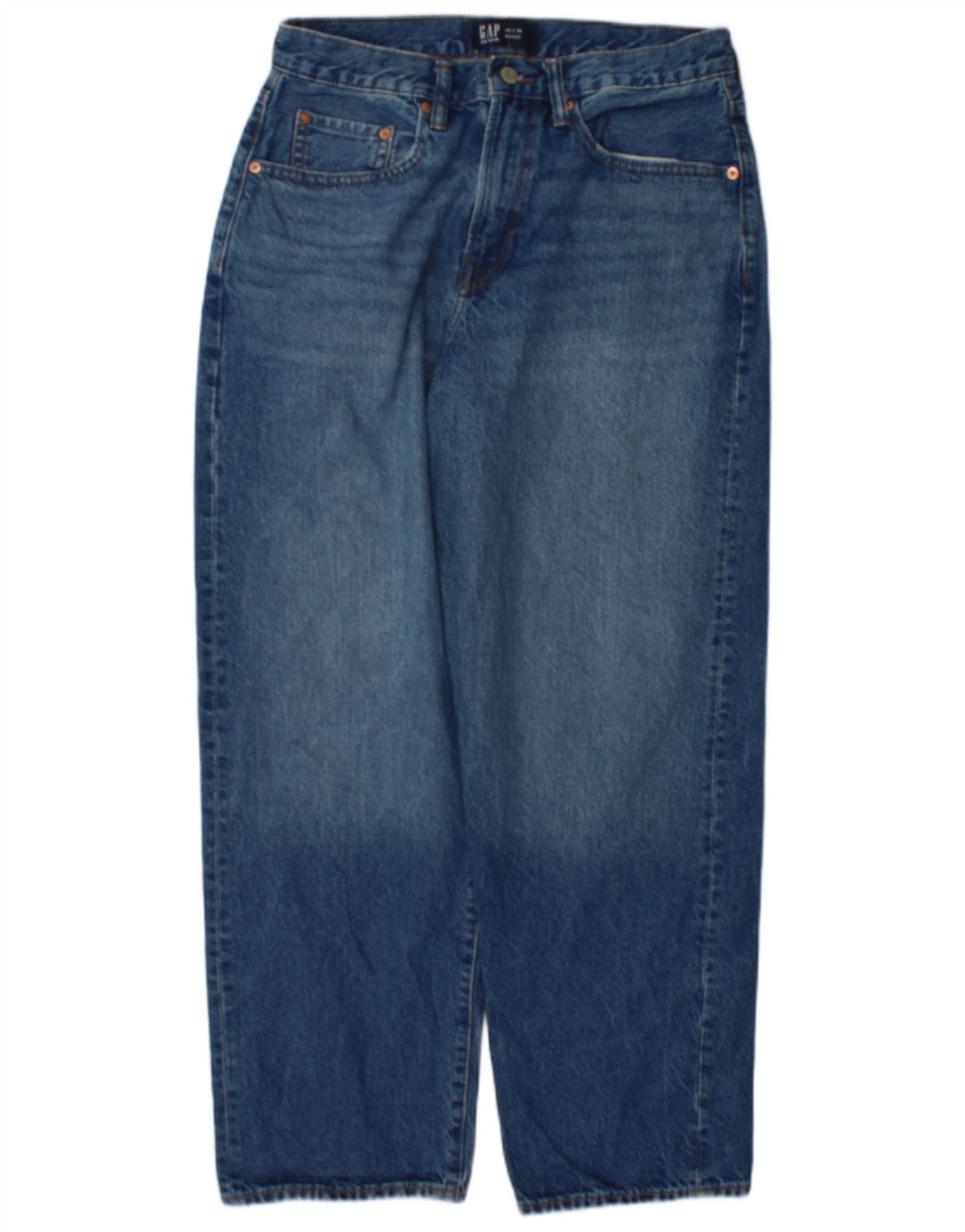 Jeans soltos femininos Gap W29 L30 algodão azul marinho
