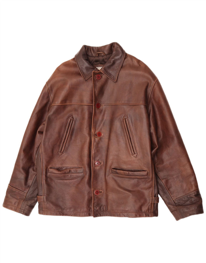 Jaqueta de couro masculina Hide Park IT 52 XL couro marrom