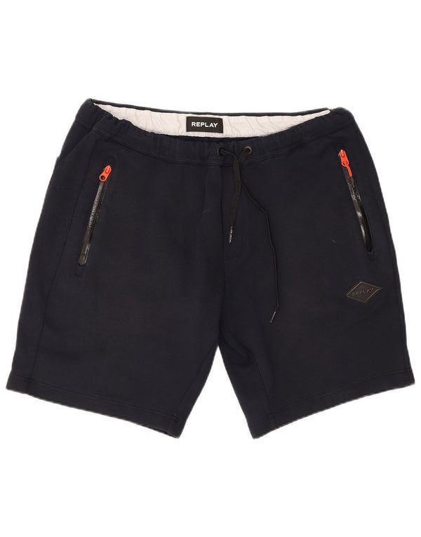Shorts esportivos gráficos masculinos Replay XL azul marinho algodão
