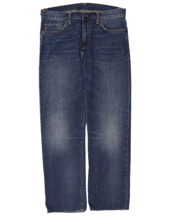 Carhartt Mens Straight Jeans W33 L32 Azul Algodão
