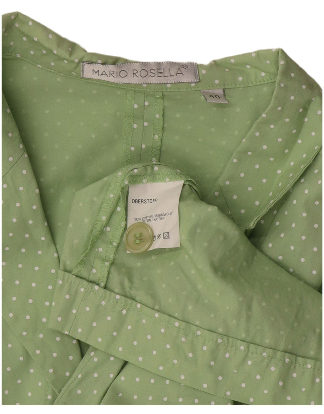 Conjunto feminino de 2 peças Mario Rosella EU 40 algodão com bolinhas verdes médias