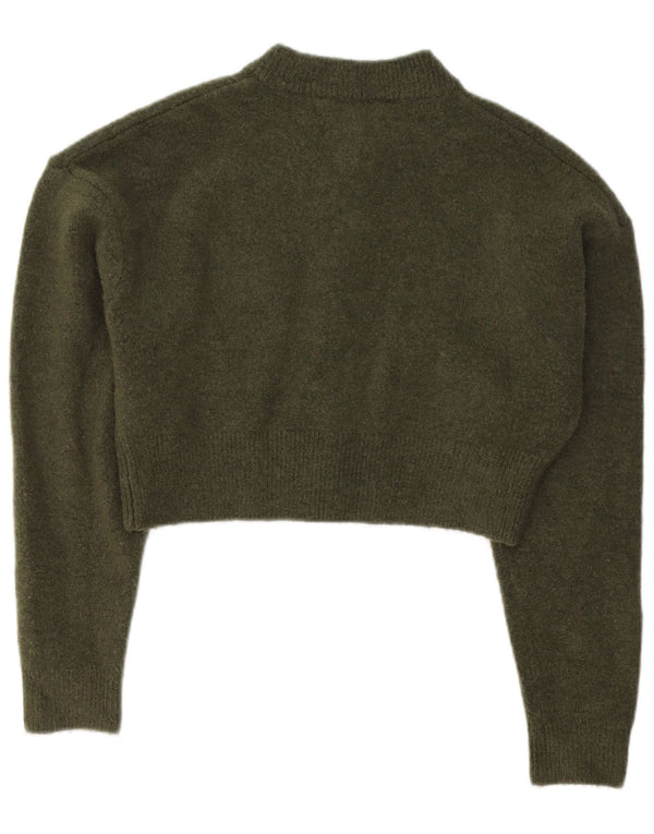 Zara Womens Crop Cardigan Sweater UK 10 Pequeno Acrílico Verde