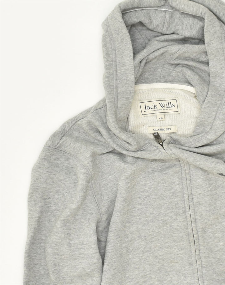 JACK WILLS Mens Graphic Zip Hoodie Sweater XS Grey Cotton | Vintage Jack Wills | Thrift | Second-Hand Jack Wills | Used Clothing | Messina Hembry 