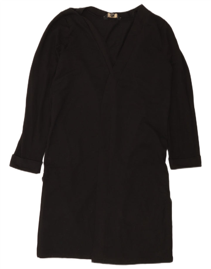 Suéter feminino Lipsy Longline aberto com cardigan UK 16 grande poliéster preto