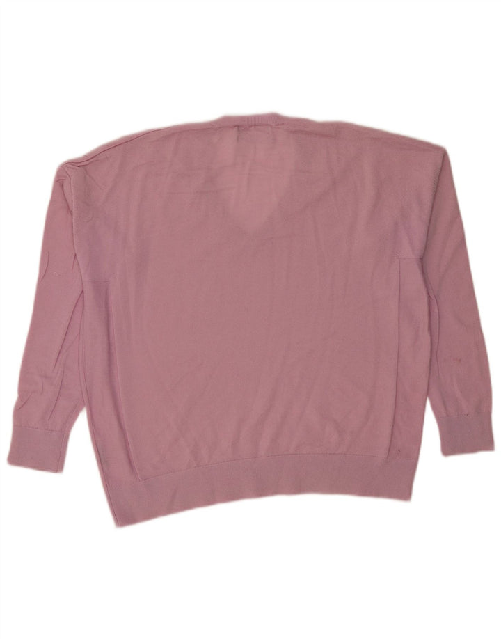 Suéter feminino Marks & Spencer grande com decote em V Reino Unido 14 médio rosa